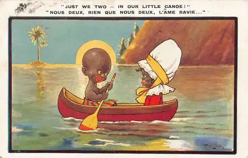 L162 Just we two in our little canoe 1931 Comic signed Lewin Postkarte