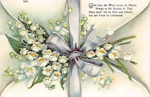 Blumenbrief mit Band Maiglöckchen Blumen geprägte Postkarte