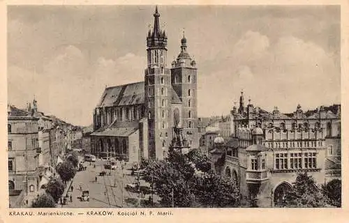 L001 Polen Krakau 1942 Marienkirche Kirche Feldpost Vintage Postkarte