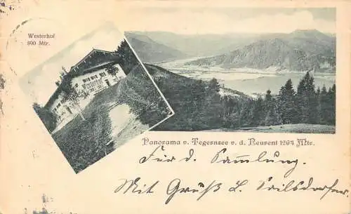 L001 Deutschland 1899 Westerhof Panorama Tegernsee Vintage Postkarte