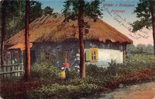 L001 Polen 1917 Widoki z Krolestwa Polskiego Feldpost Vintage Postkarte