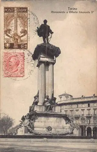 L140 Italien 1923 Turin Torino Vittorio Emanuele II Denkmal Vintage Postkarte