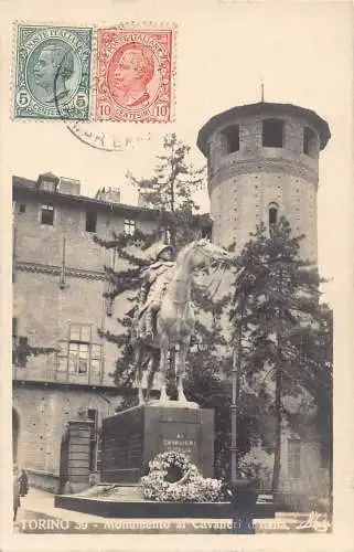 L140 Italien 1923 Turin Turin Cavalieri di Italia Denkmal Pferd Vintage Postkarte