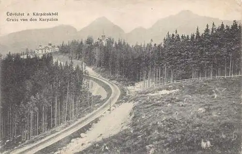 L001 Slowakei 1916 Karpatenbahn Štrbské pleso Feldpost Vintage Postkarte