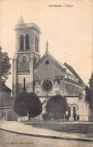 C001 Frankreich, Pourrain - L Eglise 1906 alte Postkarte