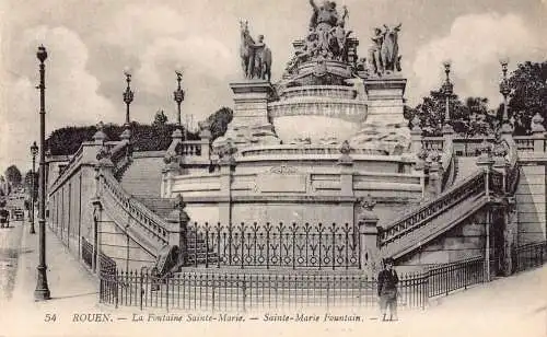 C002 Frankreich, Rouen, Sainte-Marie Brunnen Vintage Postkarte