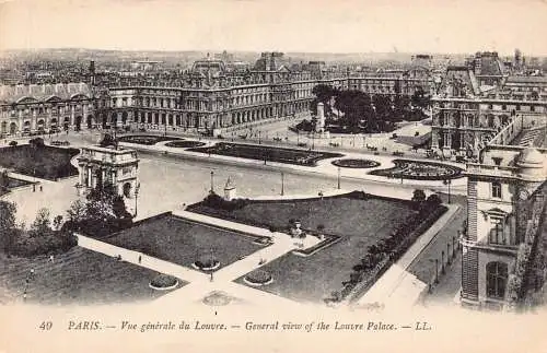 C003 Frankreich, Paris, Gesamtansicht des Louvre Palace Vintage Postkarte