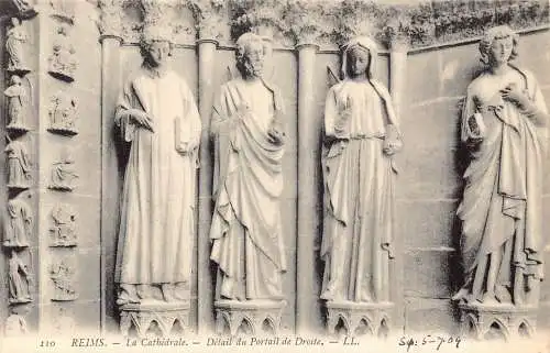 C002 Frankreich, Reims, La Cathedrale Vintage Postkarte
