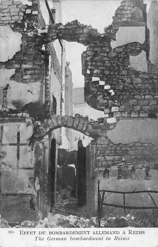 C001 Frankreich, Reims, Das deutsche Bombardament Vintage Postkarte