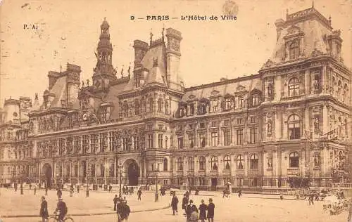 C002 Frankreich, Paris, Hotel de Ville Vintage Postkarte