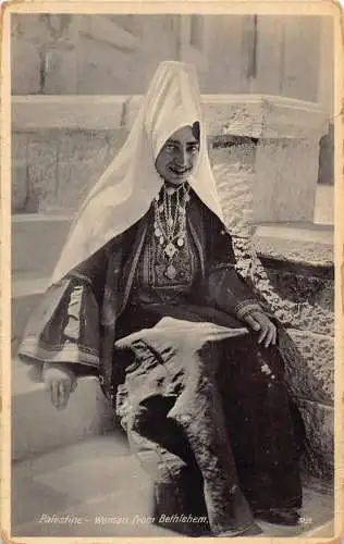 A867 Israel Palästina Frau aus Bethlehem ethnische Ureinwohner traditionelle Postkarte