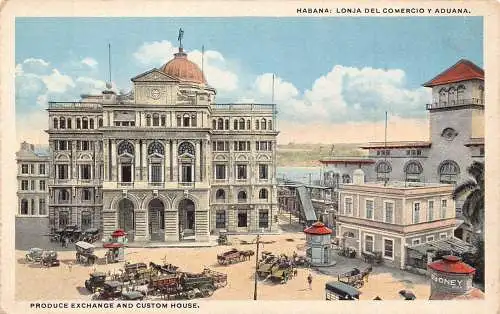 A866 Cuba Habana Havanna Produce Exchange Custom House Car Oldtimer Postkarte