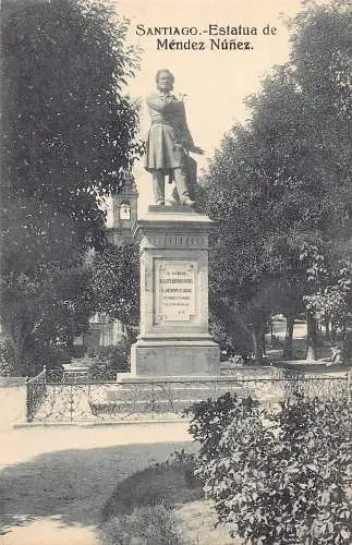 A867 Chile Santiago Estatua de Mendez Nunez Statue Vintage Postkarte