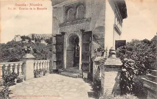 A868 Spanien Granada Alhambra Exterior de Mezquita Vintage Postkarte