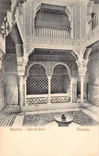 A869 Spanien Granada Alhambra Sala del Bano Badezimmer Vintage Postkarte