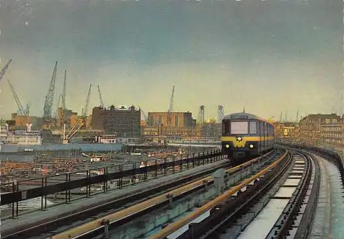 Niederlande Rotterdam Metro Train and Railway near Harbor Vintage Postkarte
