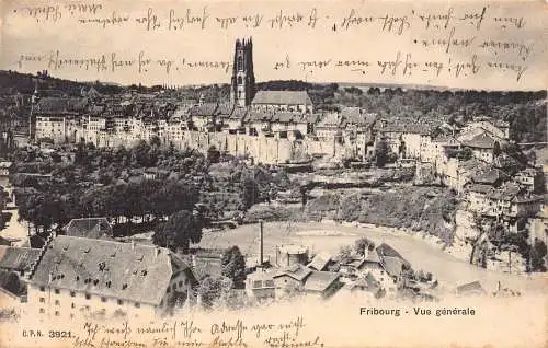 Schweiz 1905 Freiburg Gesamtansicht Vintage Postkarte