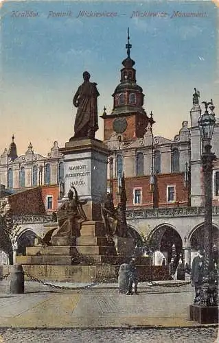 Polen Krakau Pomnik Mickiewicza Denkmal Vintage Postkarte