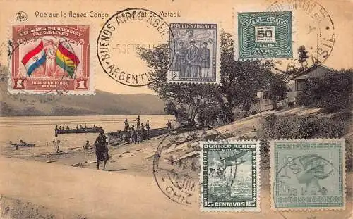 L362 Kongo Belge Matadi Paraguay Argentinien Brasilien Chile Transit Postkarte