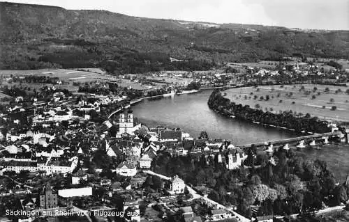 Deutschland Saeckingen am Rhein Luftbild RPPC Vintage Postkarte