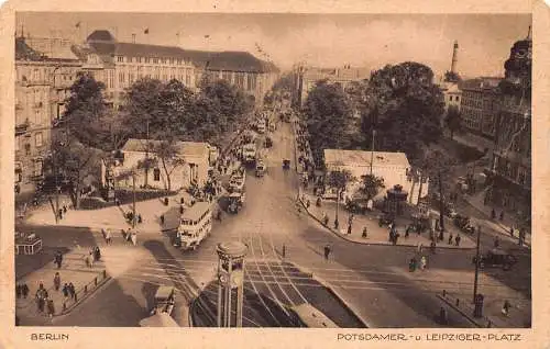Deutschland Berlin Potsdamer Leipziger Platz Doppeldecker Bus Straßenbahn Postkarte