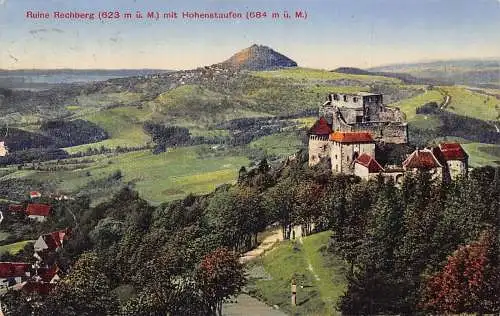 Deutschland 1925 Ruine Rechberg mit Stauferruine Burg Vintage Postkarte