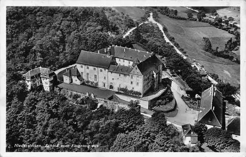 Deutschland 1939 Burg Niederstetten Luftaufnahme RPPC WWII Feldpostkarte