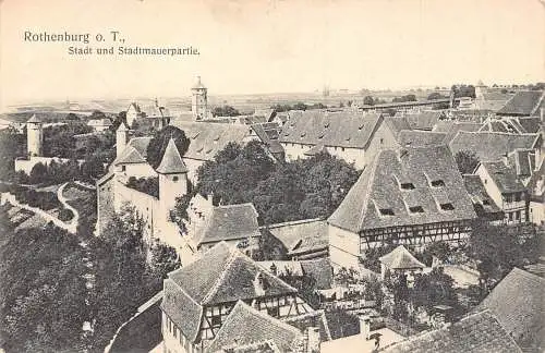 Deutschland 1918 Rothenburg o T Gesamtansicht Stadtmauerpartie 1. Weltkrieg Feldpostkarte