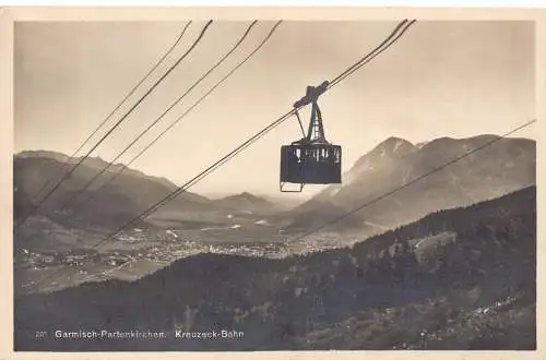 Deutschland 1927 Garmische Partenkirchen Kreuzeckbahn Seilbahn Oldtimer Postkarte