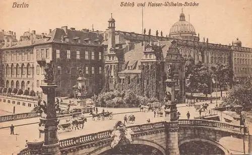 Deutschland Kaiser Wilhelm Brücke und Schlösser Berlin Kutschen Vintage Postkarte