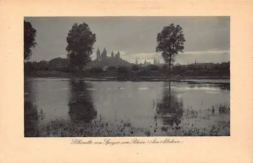 Deutschland Passepartout Silhouette vom Speyer am Rhein Vintage Postkarte