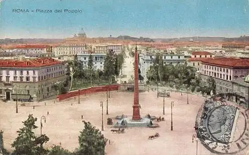 L139 Italien 1923 Rom Piazza Del Popolo Vintage Postkarte