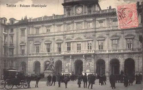 L140 Italien 1922 Torino Turin Palazzo Municipale Kutsche Vintage Postkarte