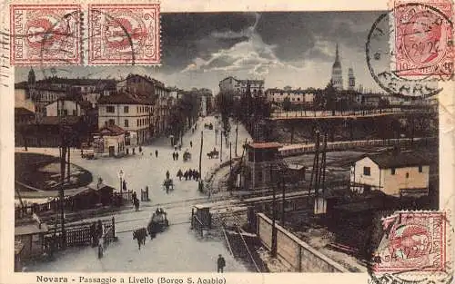 L139 Italien 1922 Novara Passaggio a Livello Kutsche Oldtimer Postkarte