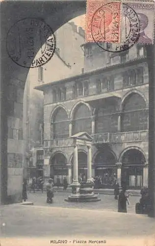 L140 Italien 1925 Mailand Piazza Mercanti Vintage Postkarte
