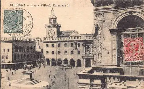 L139 Italien 1923 Bologna Piazza Vittorio Emanuele II Vintage Postkarte
