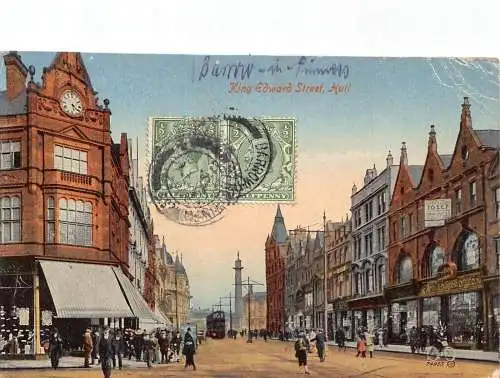 L138 Großbritannien 1920 King Edward Street Hull Fahrrad Straßenbahn Geschäfte Postkarte