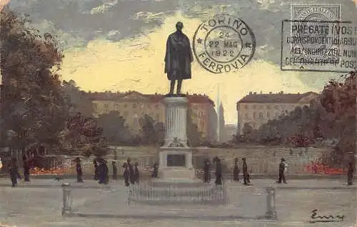 L139 Italien 1922 Turin Monumento a Massimo d'Azeglio Vintage Postkarte