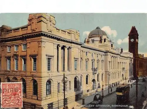 L138 Great Britain Art Gallery Extension Birmingham Tram Vintage Postkarte