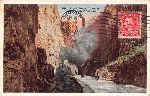 L137 US 1923 Roya Gorge Colorado Canon of Arkansas Dampflok Postkarte