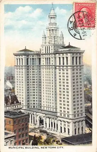 L137 US 1921 Municipal Building New York City Vintage Postkarte