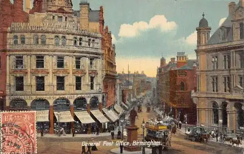 L138 Großbritannien Birmingham General Post Office Shoe Company Vintage Postkarte