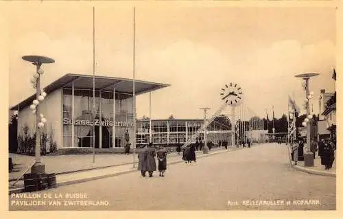 L067 Belgien Brüssel 1935 Ausstellung Suisse Pavillon Postkarte