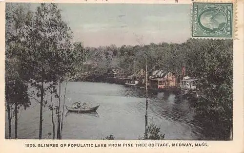 L137 USA 1923 Populatic Lake from Pine Tree Cottage Medway Massachusetts Postkarte