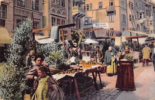 Italien Bozen Marktverkäufer 1. Weltkrieg zensierte Feldpostkarte