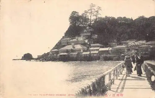 A874 Japan 1906 Ansicht des Eingangs Enoshimi Vintage Postkarte