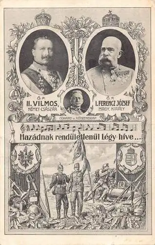 König Kaiser Wilhelm II Kaiser Franz Josef 1915 1. Weltkrieg Liederfeld Postkarte