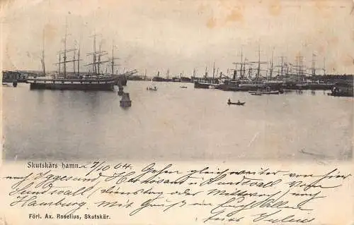 L070 Schweden Skutskars Hamn Hafen Schiffe Boote 1904 Postkarte
