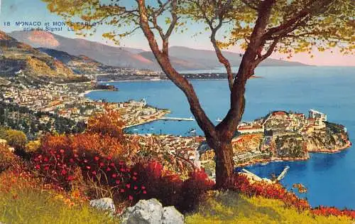 A871 Monaco Monte Carlo pris du Signal Vintage Postkarte