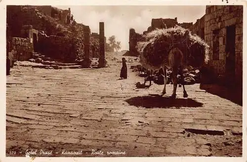 A873 Syrien Gebel Druse Kanaouat Route Römer Pferd Heu RPPC Postkarte